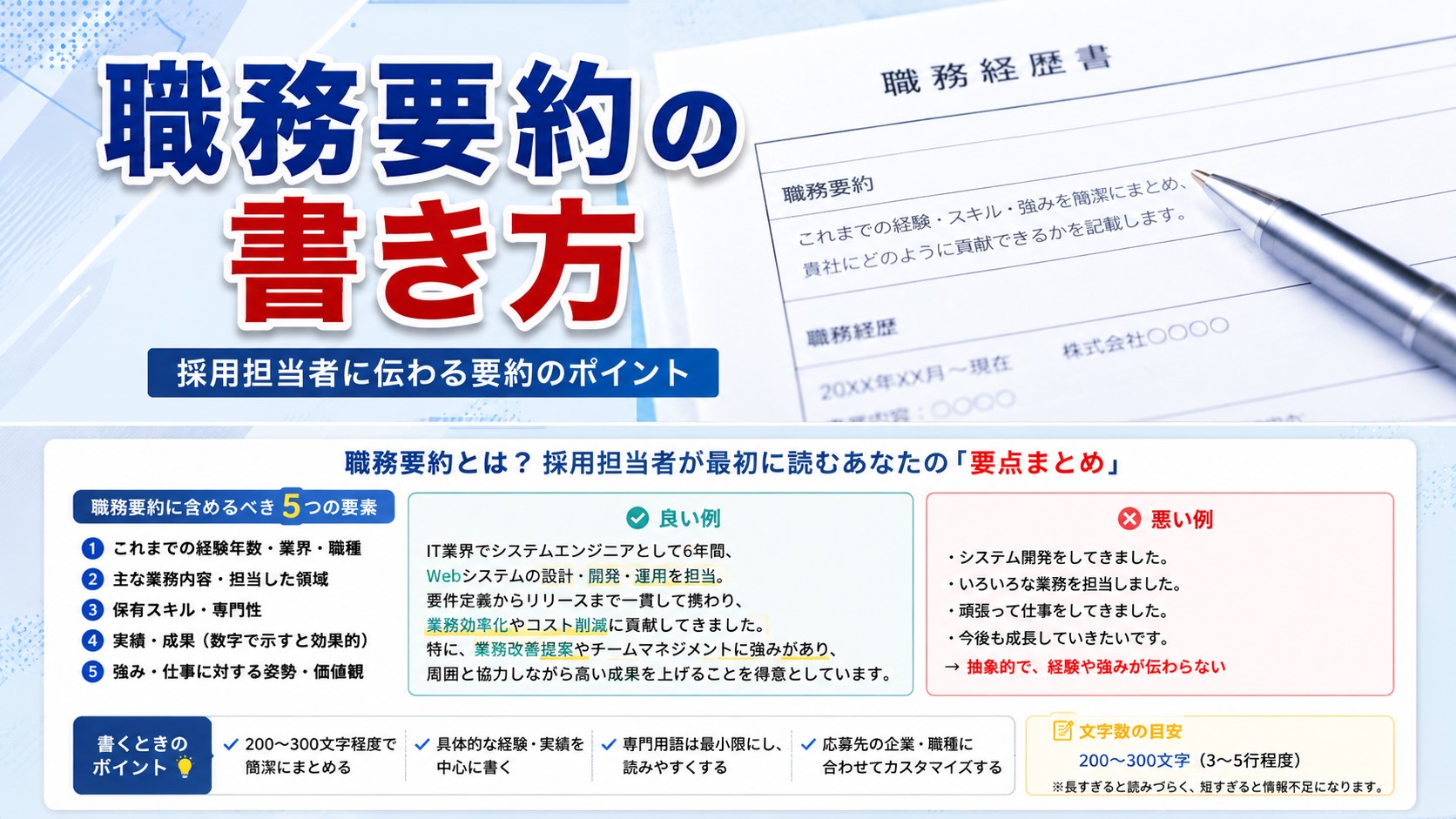 職務要約の書き方　重要なツールです！