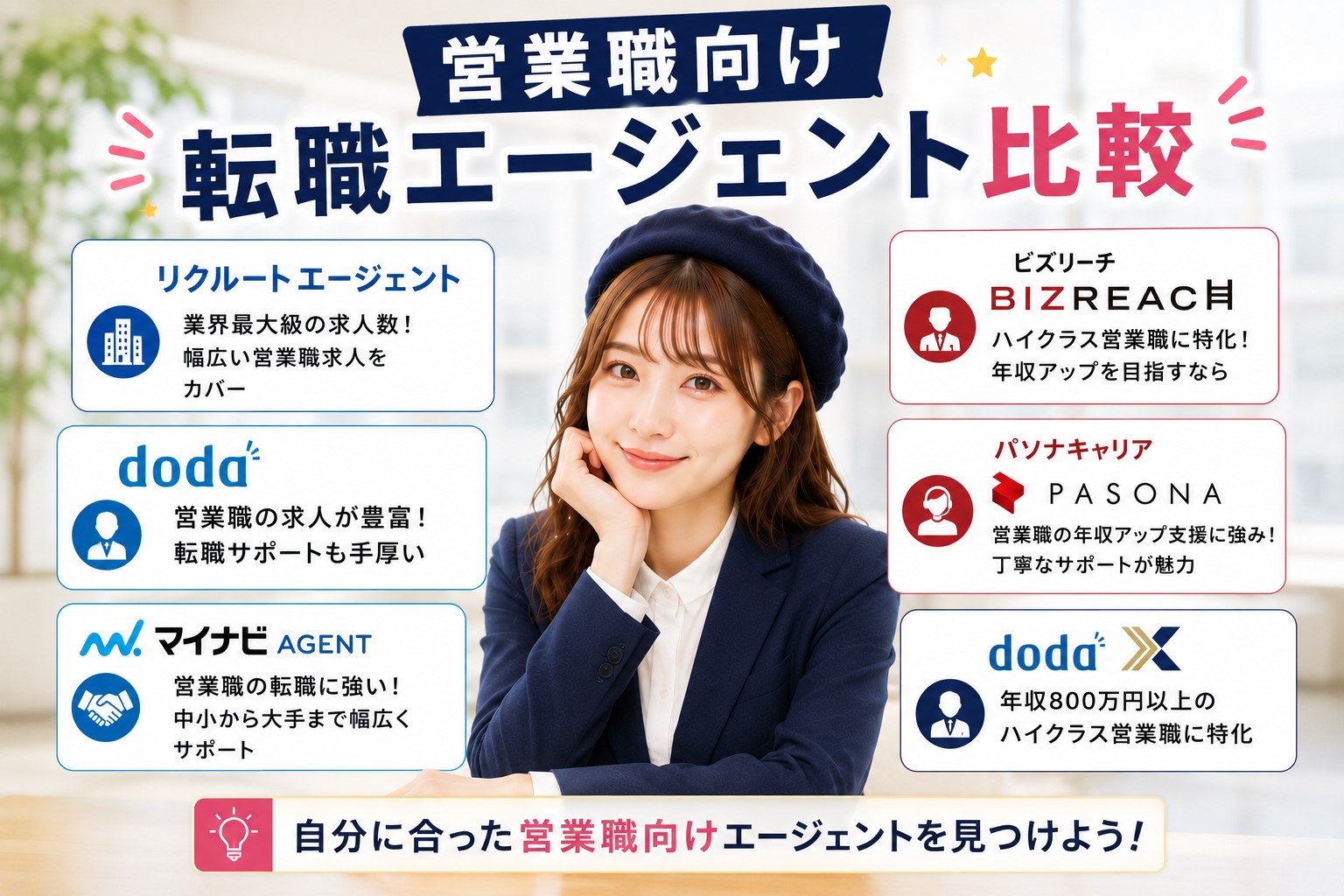 営業職向け転職エージェント比較