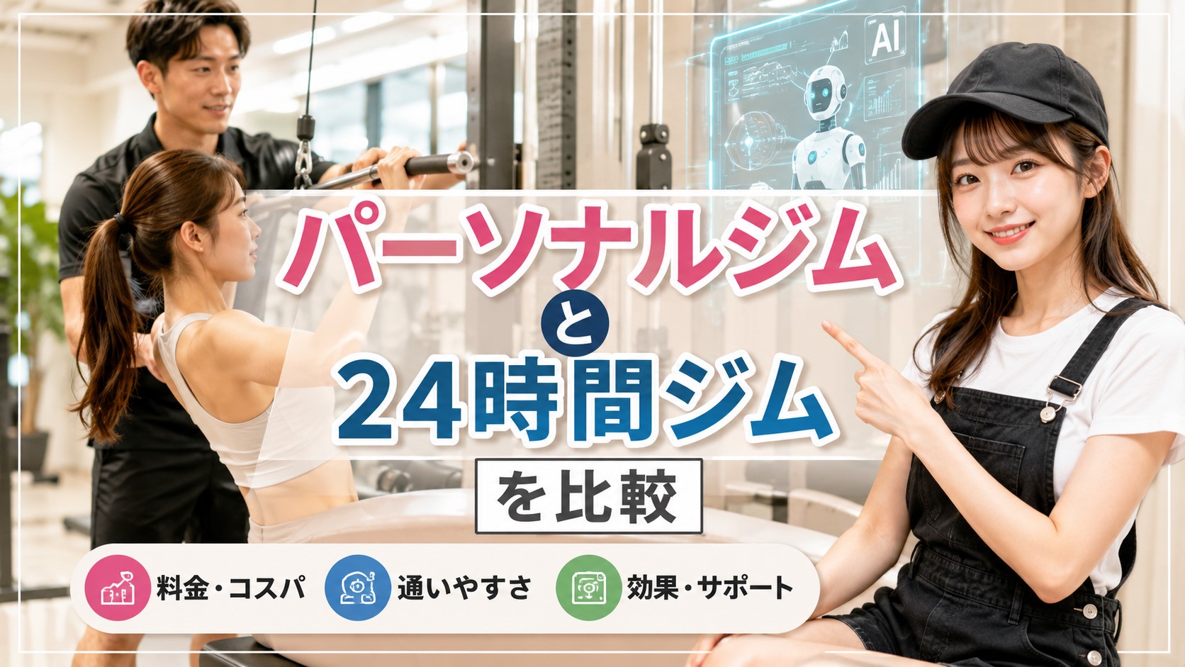 パーソナルジムと24時間ジムを比較