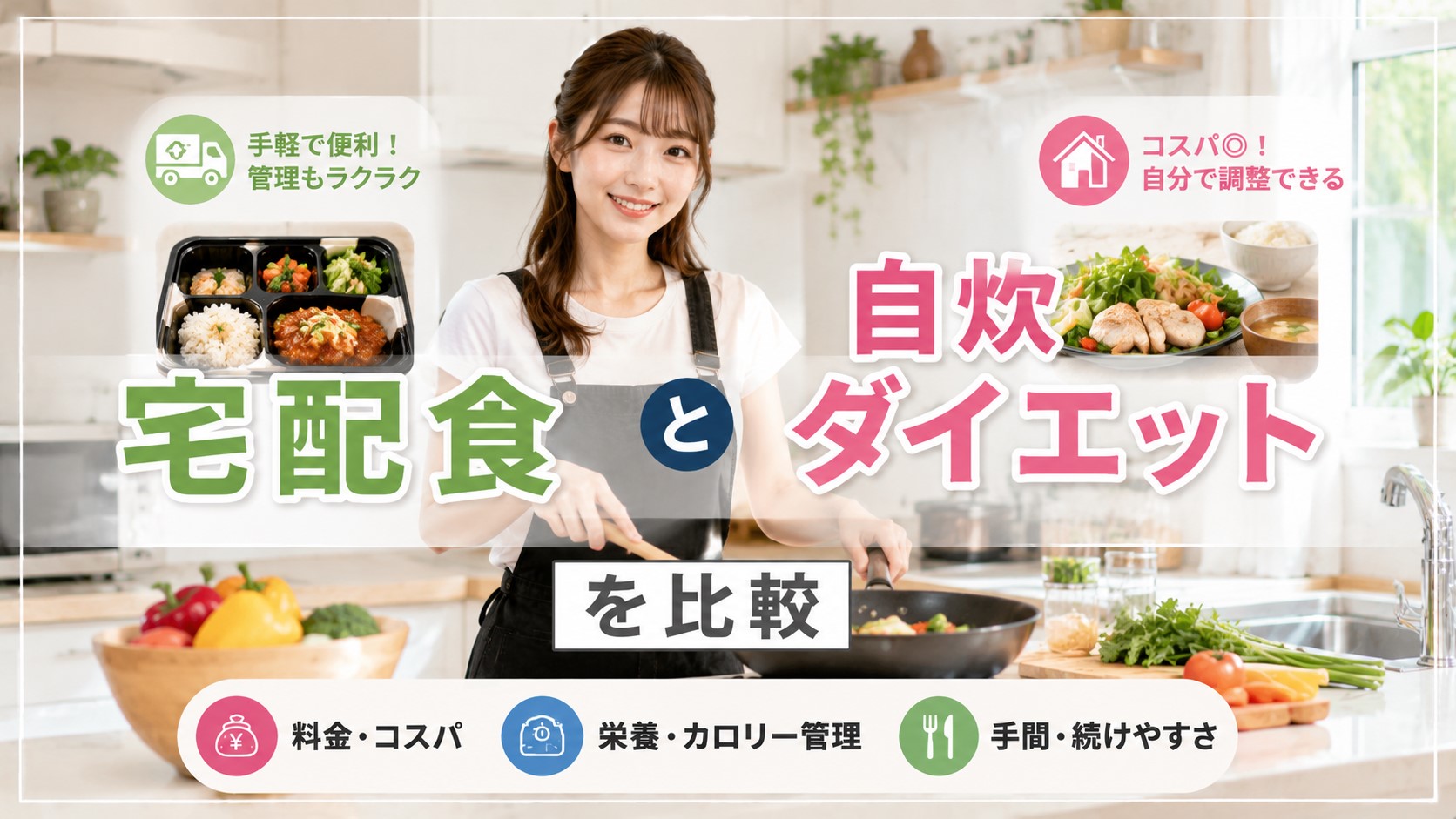宅配食と自炊ダイエットを比較