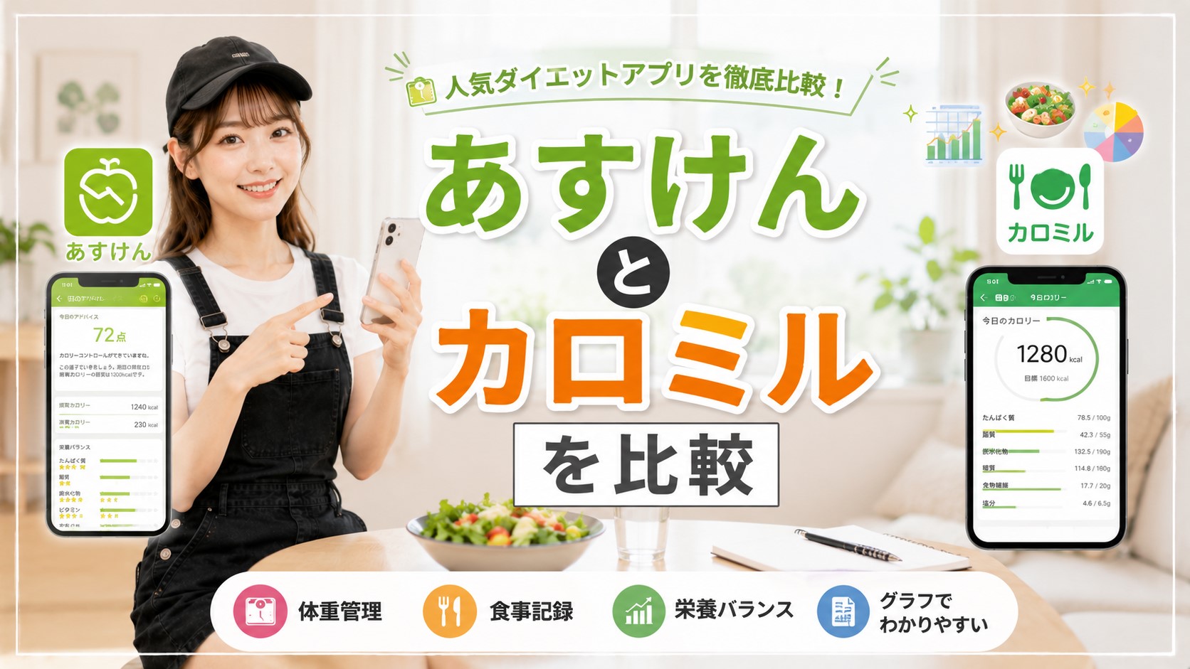 あすけんとカロミルを比較