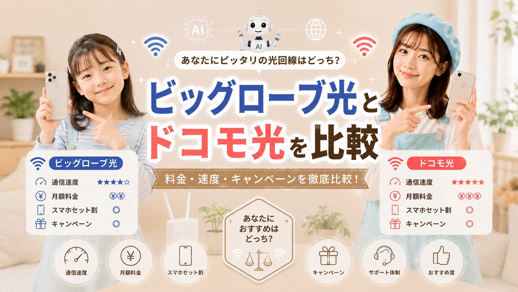 ビッグローブ光とドコモ光を比較