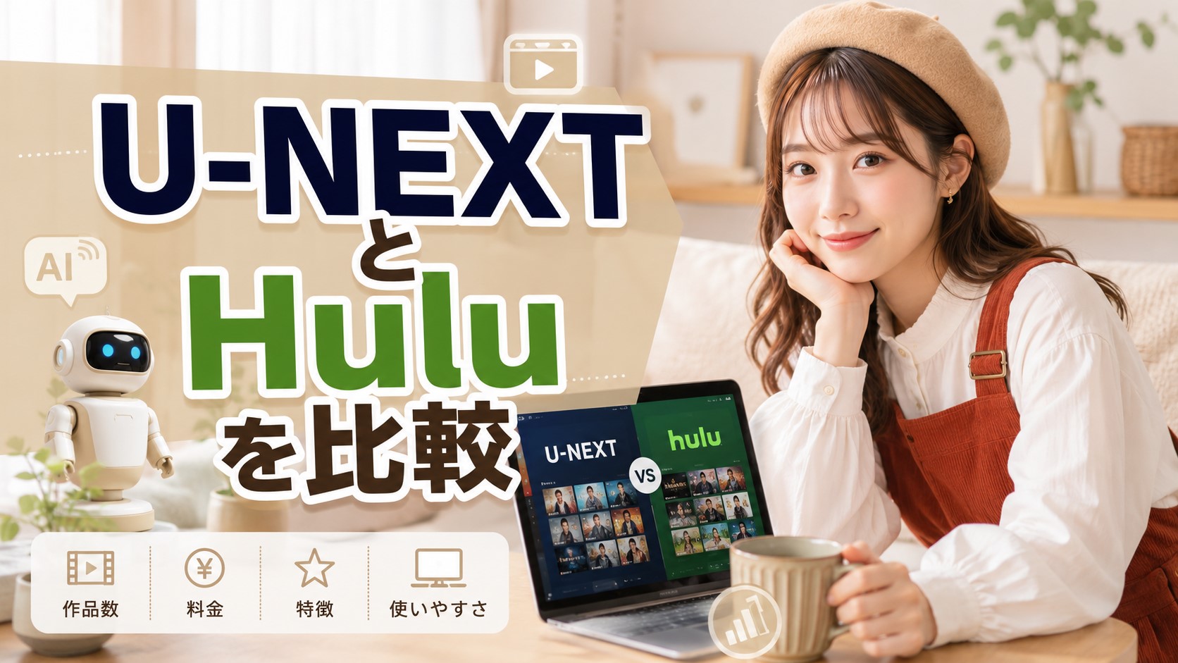 U-NEXTとHuluを比較